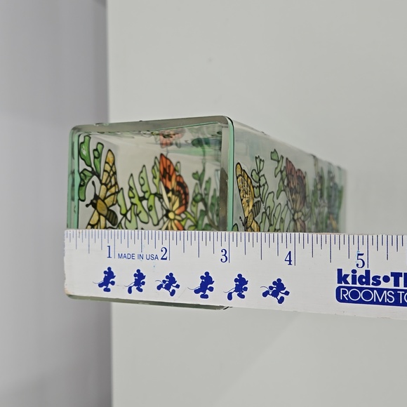 Joan Baker Designs Handpainted Glass Art Vase Green Butterfly Insect Details - Picture 12 of 14